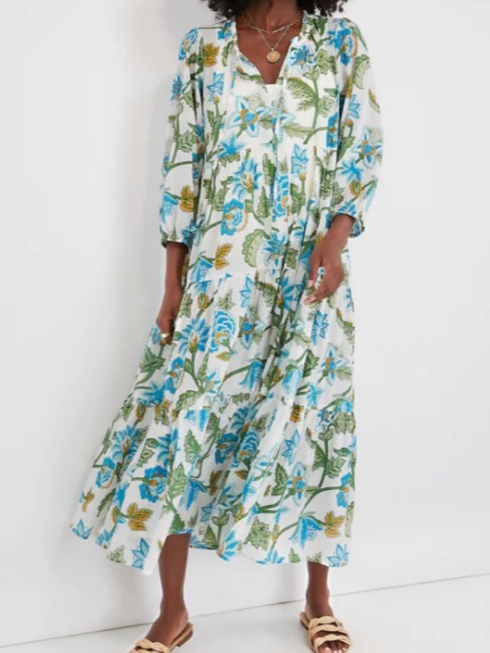 Tuckernuck White Floral Tiered Midi / Maxi Dress